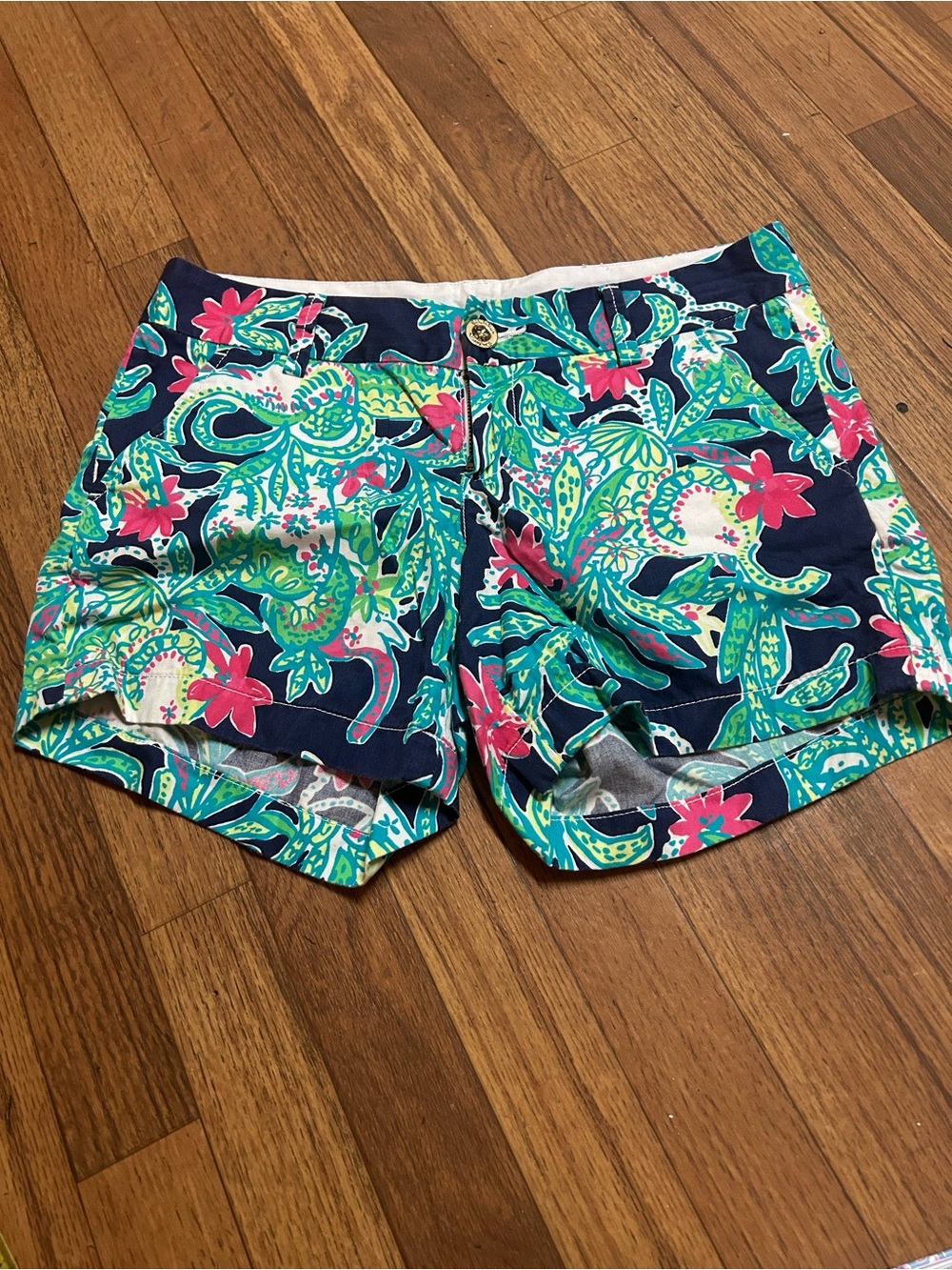 Lilly Pulitzer Navy Floral Print Bermuda Shorts